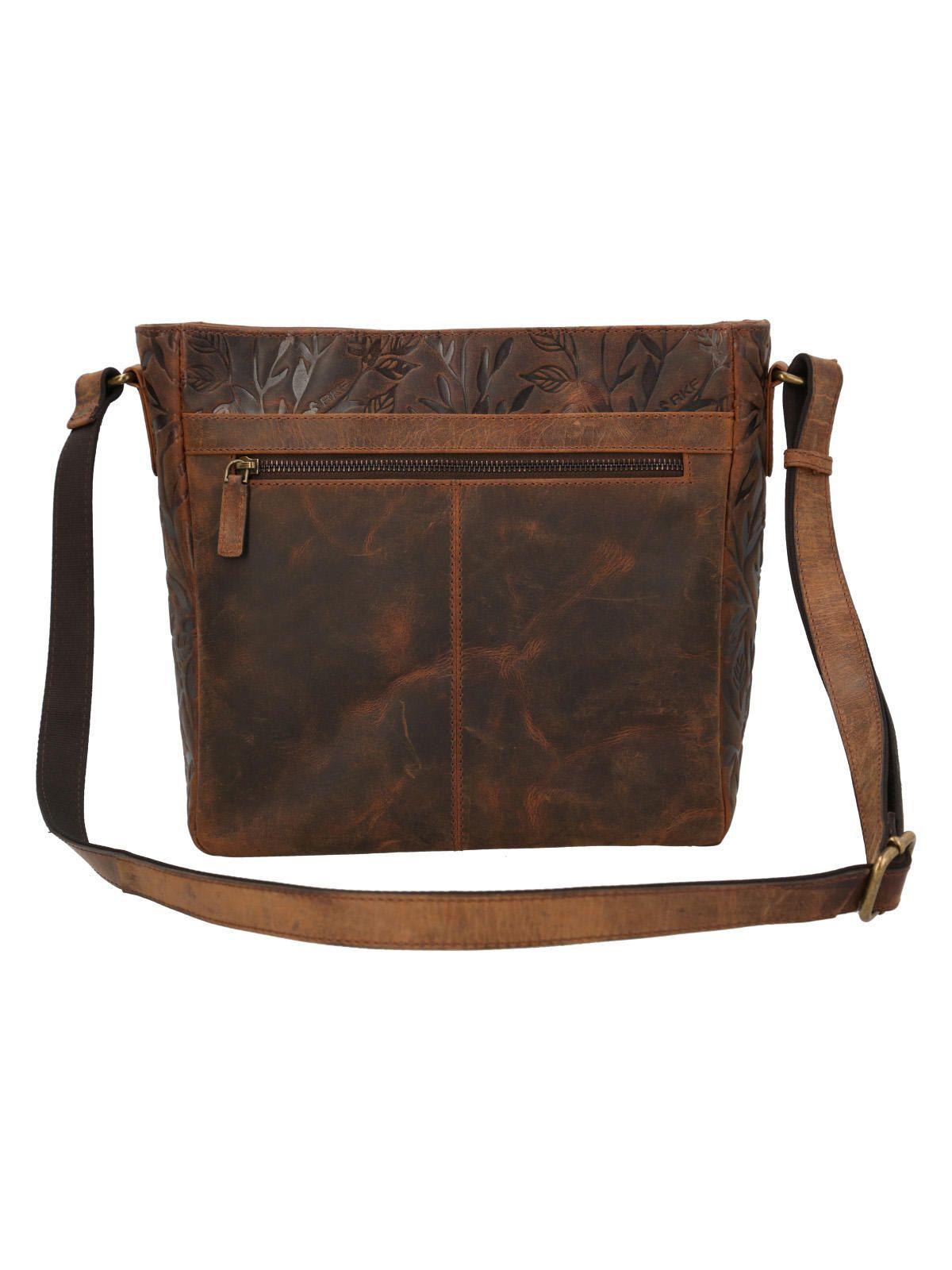 Cartera Cuero Mujer Oh Roses Cross Café-2