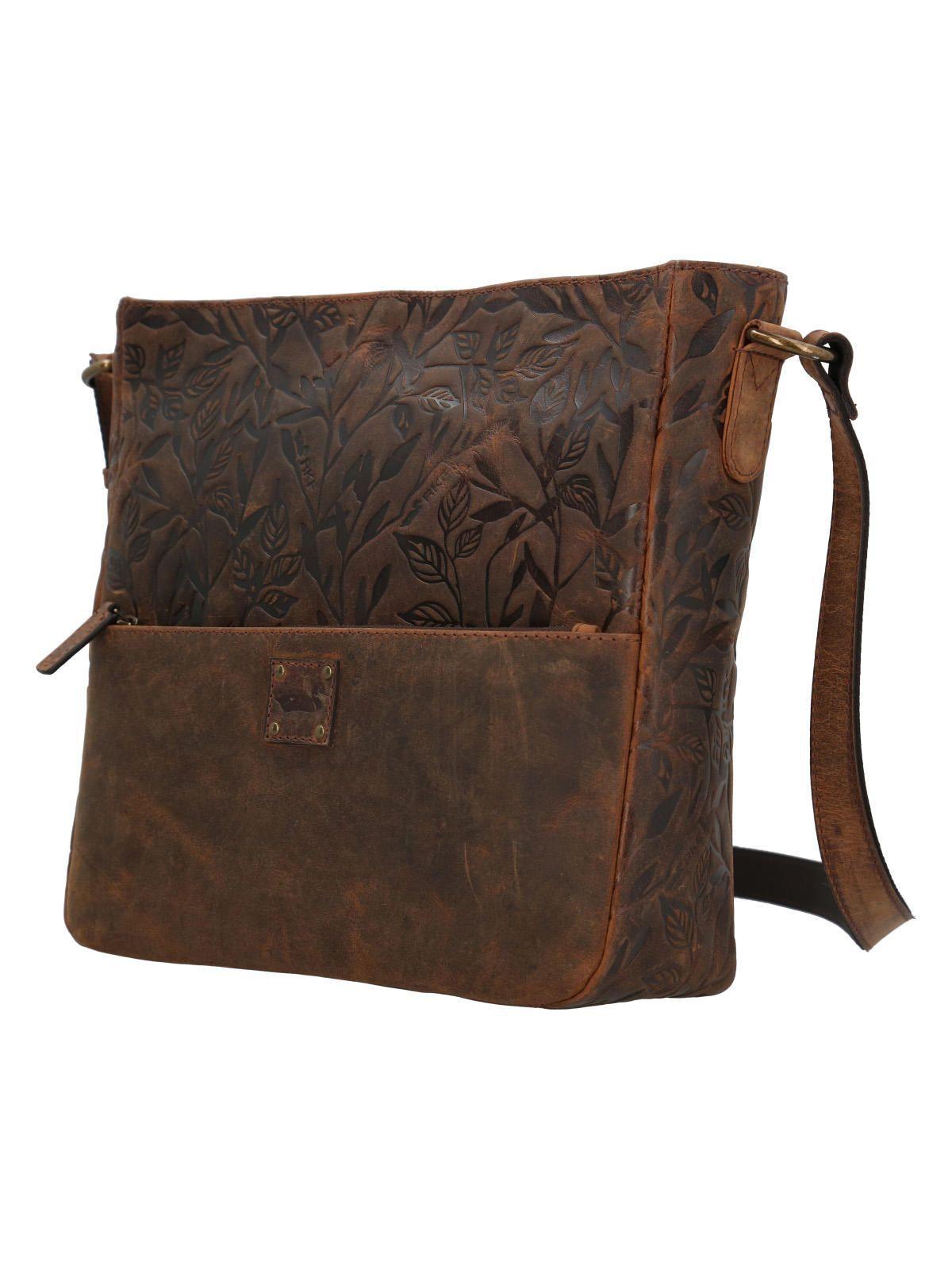 Cartera Cuero Mujer Oh Roses Cross Café-1