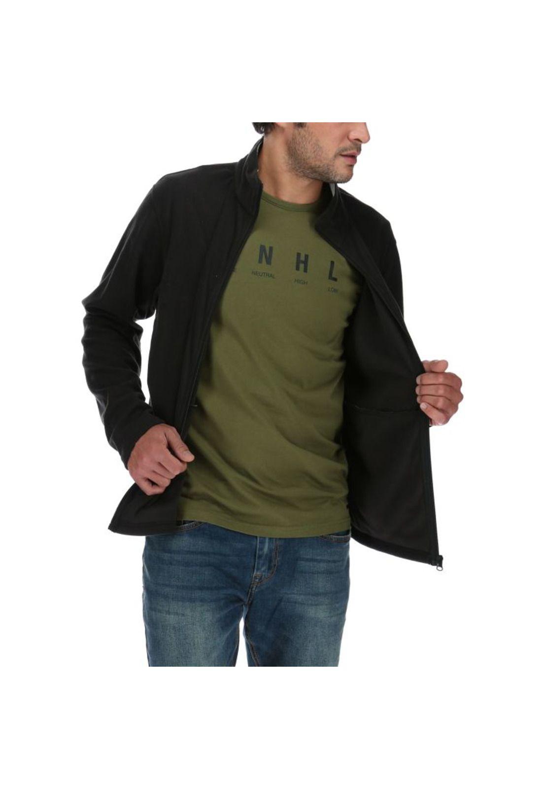 Polar Hombre Logo Microfleece Full Zip Negro-3