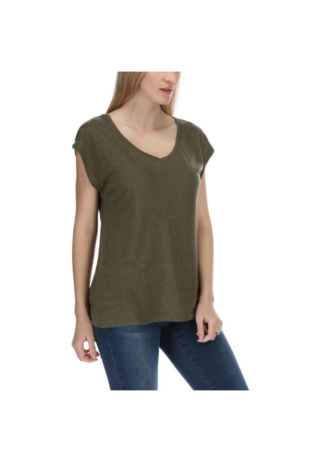 Polera Mc Mujer Linen S/S Knit Top Verde-3
