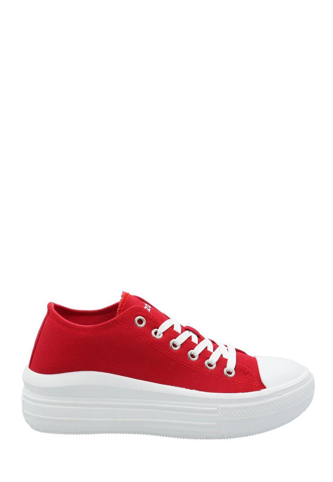 Zapatilla Mujer Lona Rojo-1
