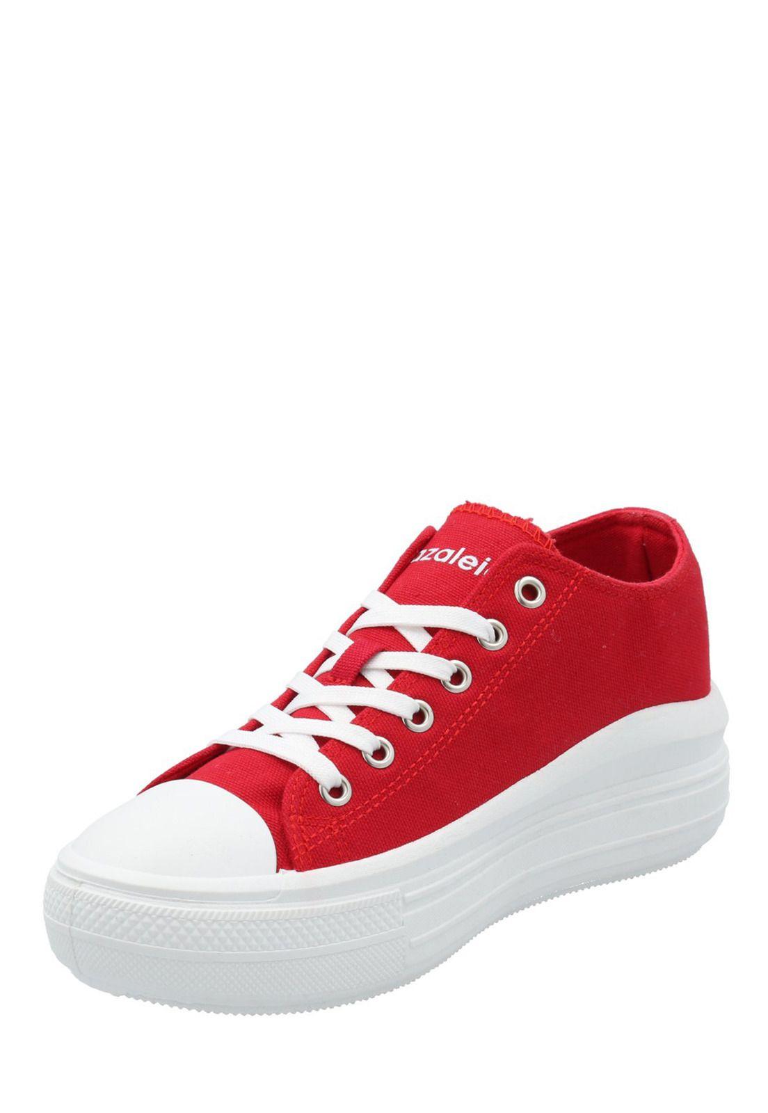 Zapatilla Mujer Lona Rojo-4