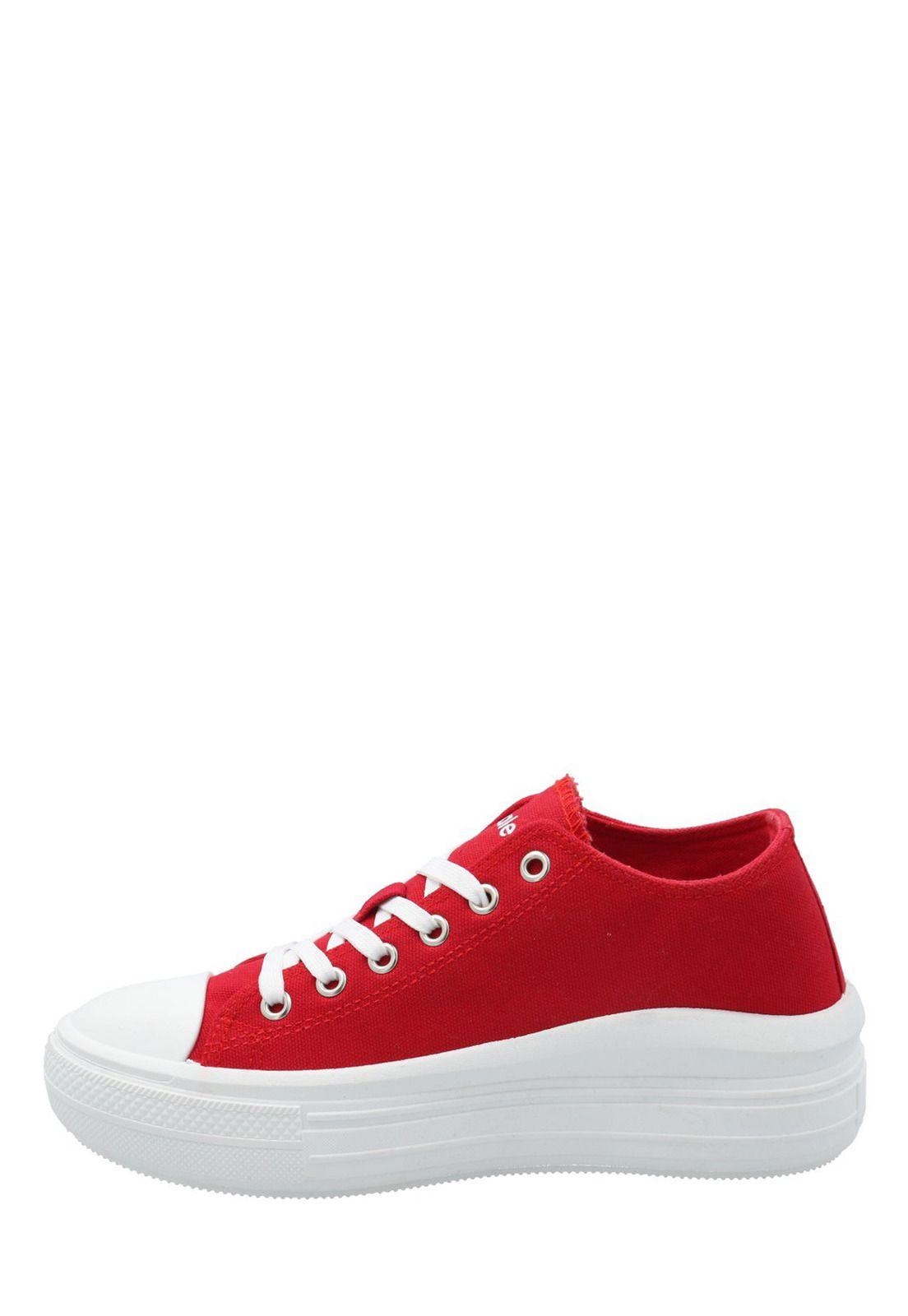 Zapatilla Mujer Lona Rojo-5