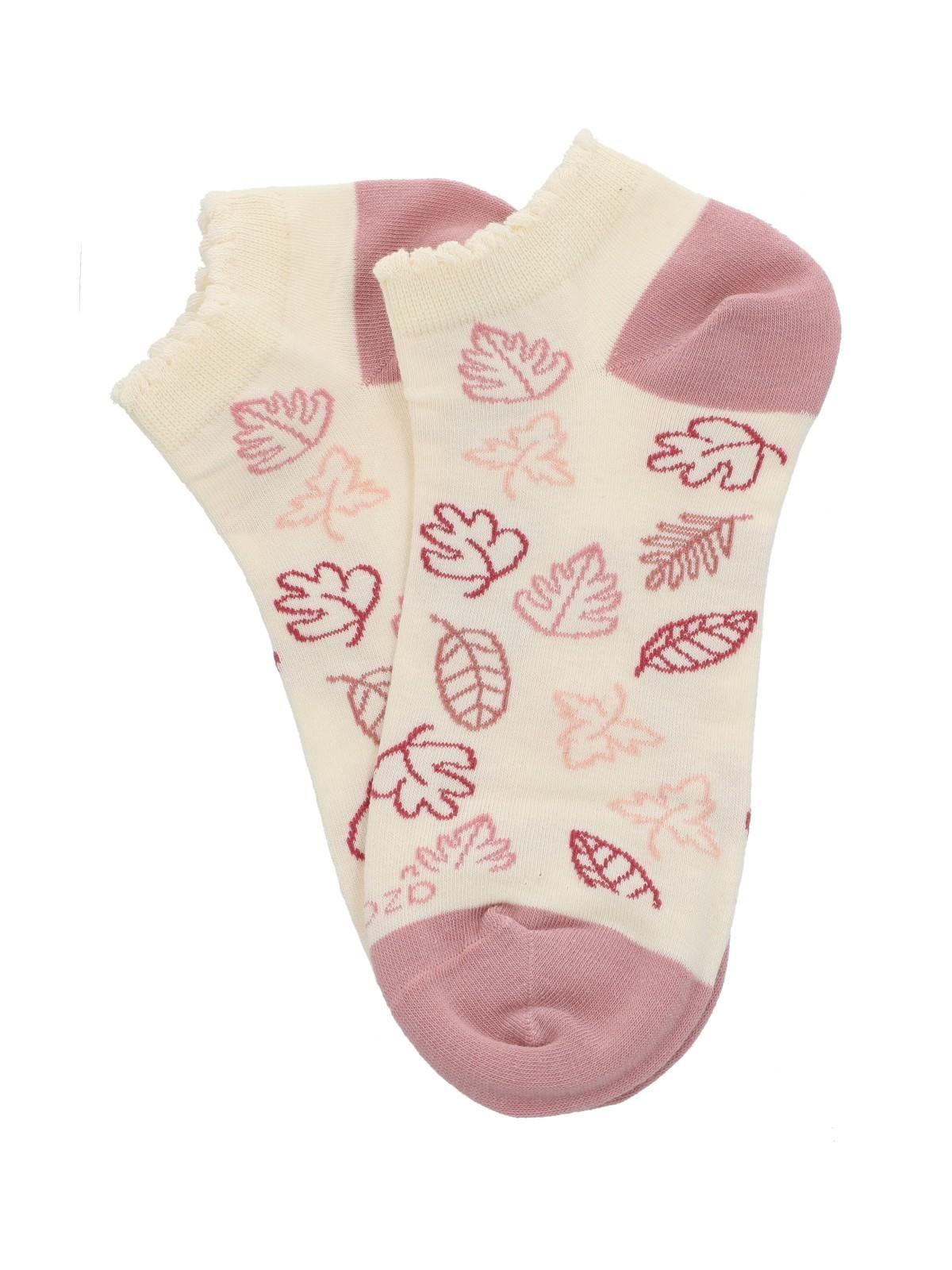 Calcetín Algodón Mujer Ped St Flowers Beige-2