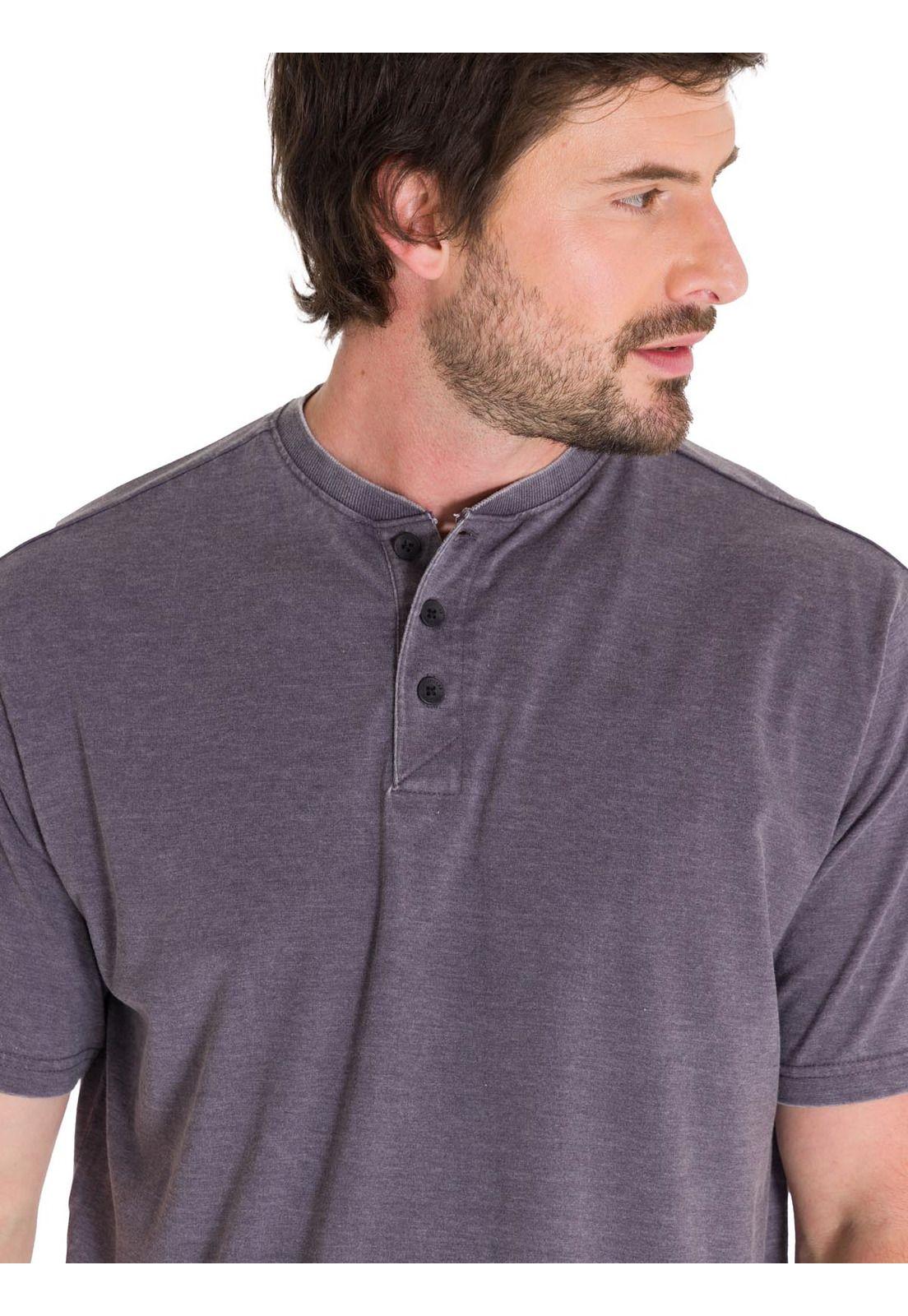 Polera Burnout Henley Hombre Gris-4