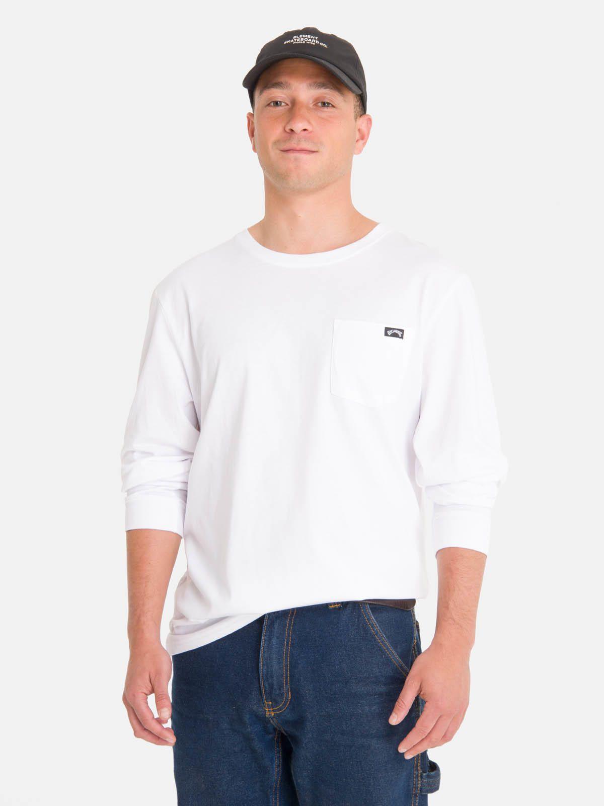 Polera M/L Hombre Essential Pocket Blanca-0