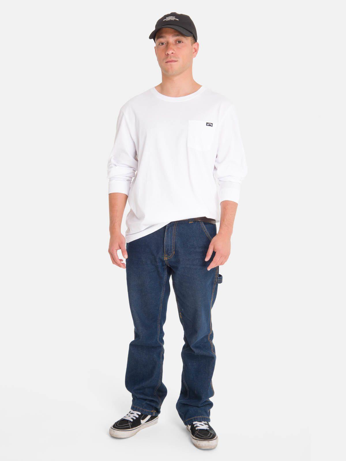Polera M/L Hombre Essential Pocket Blanca-3