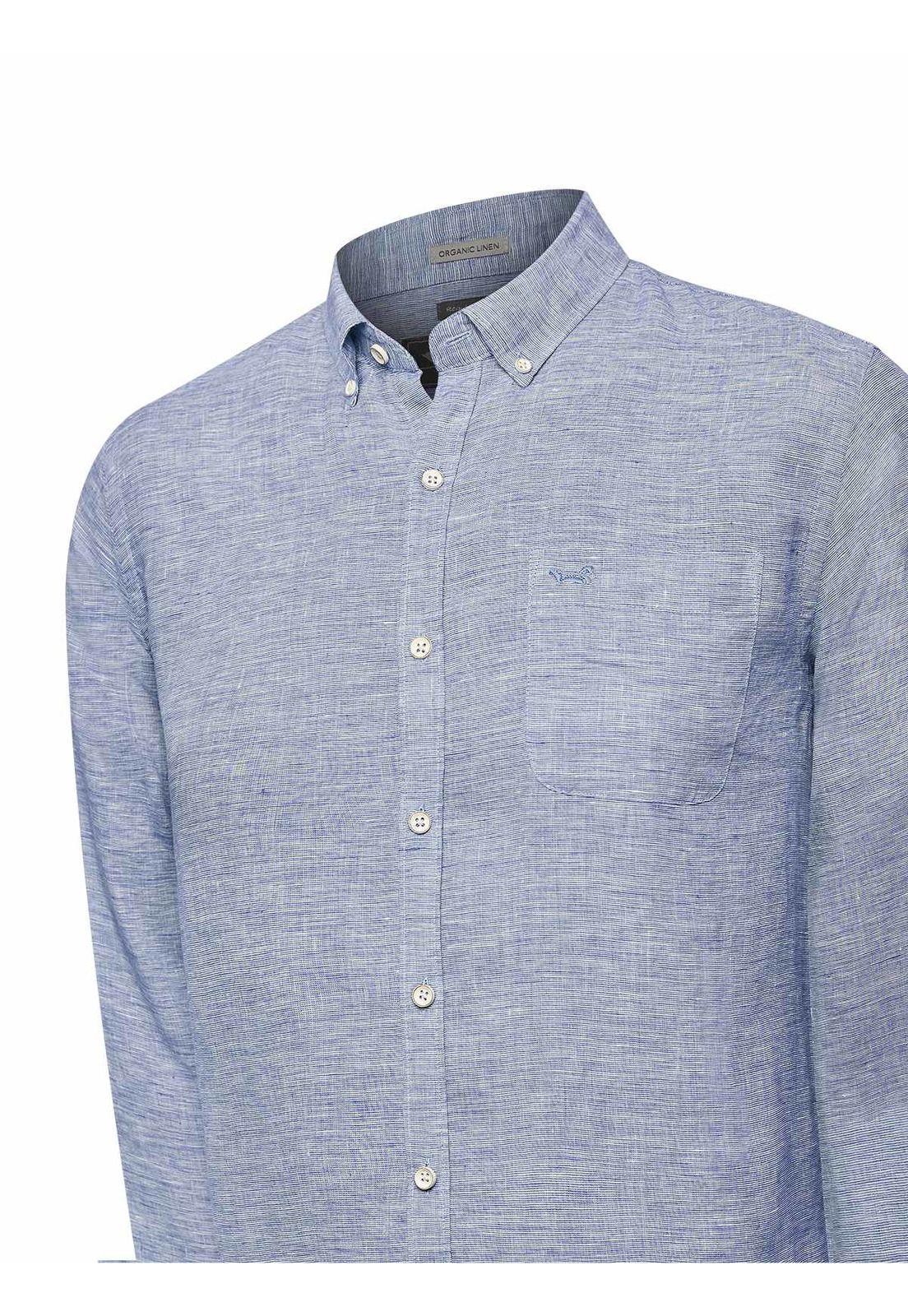 Camisa Lino Orgánico Hombre Linentex Azul-3