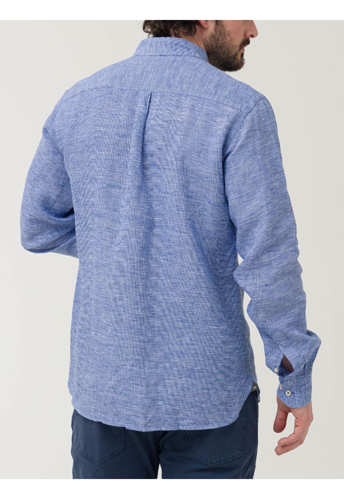 Camisa Lino Orgánico Hombre Linentex Azul-5