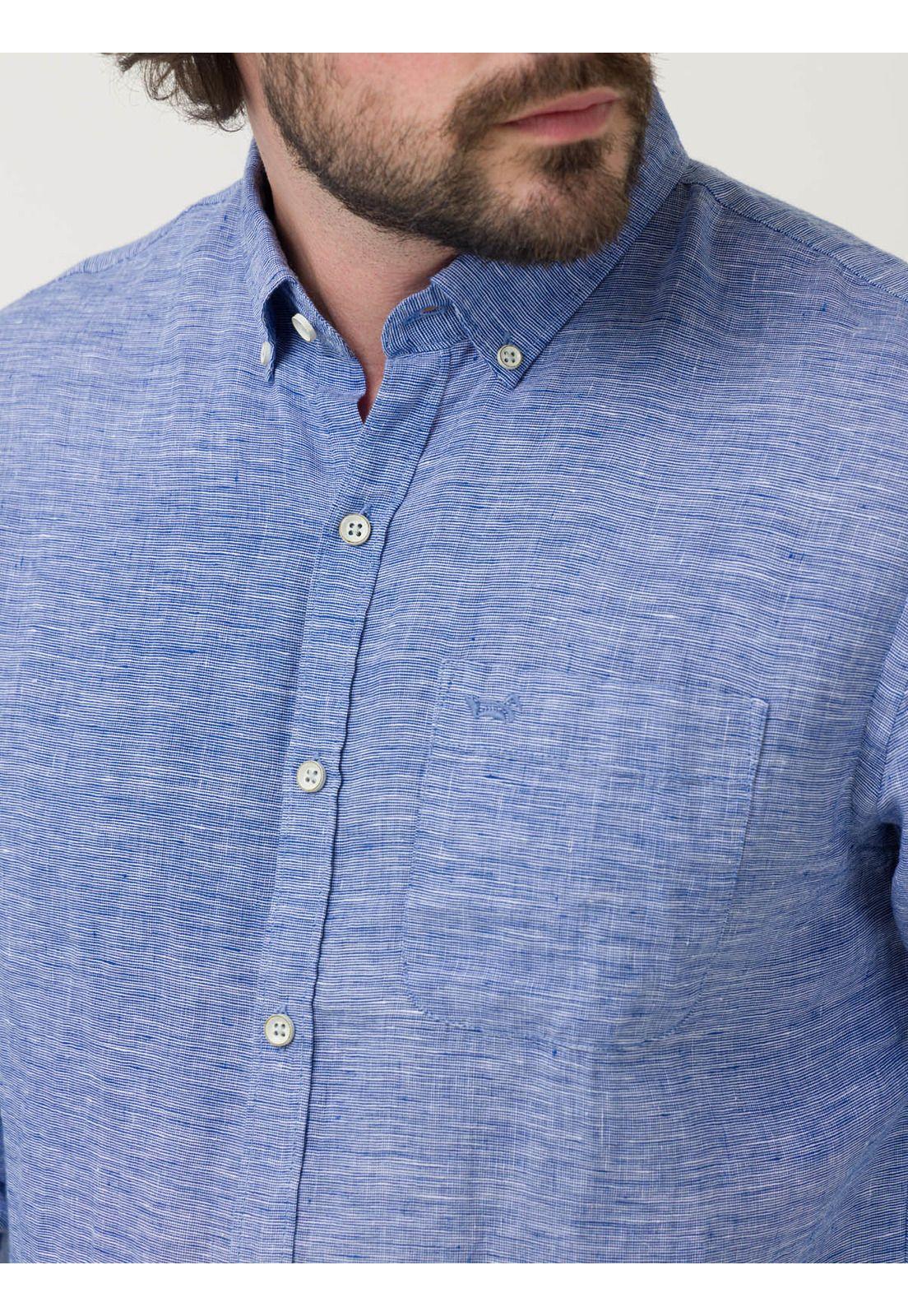 Camisa Lino Orgánico Hombre Linentex Azul-6