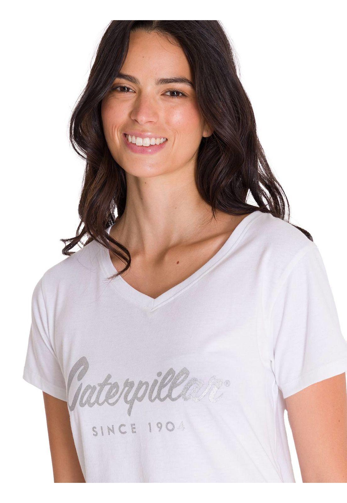 Polera Metallic Script V-Neck Mujer Blanca-4