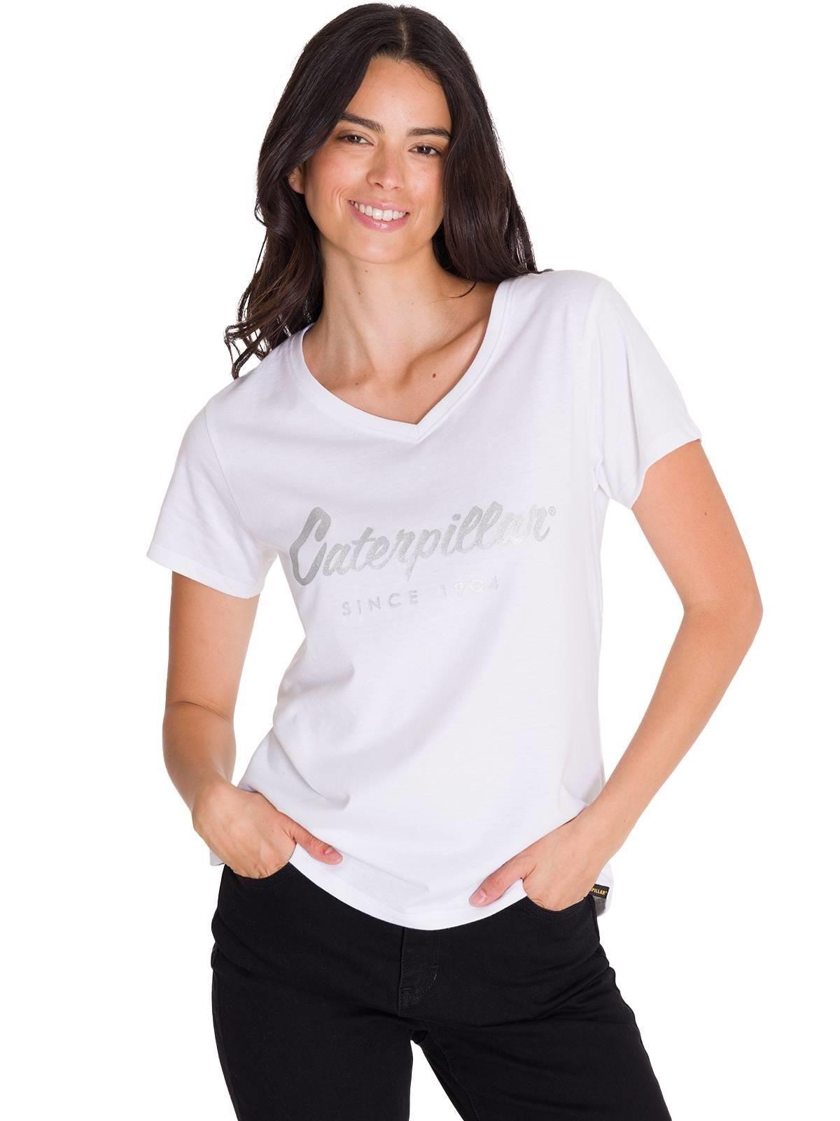 Polera Metallic Script V-Neck Mujer Blanca-1