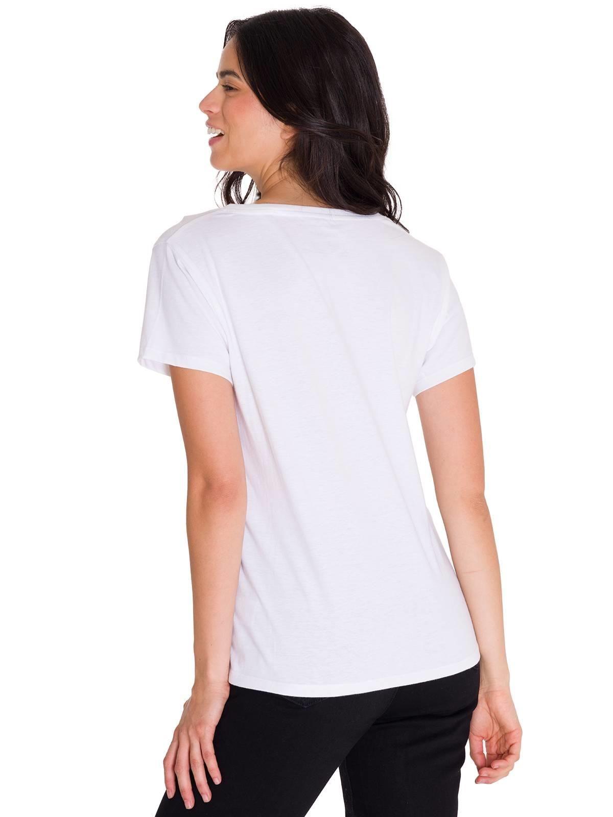 Polera Metallic Script V-Neck Mujer Blanca-3