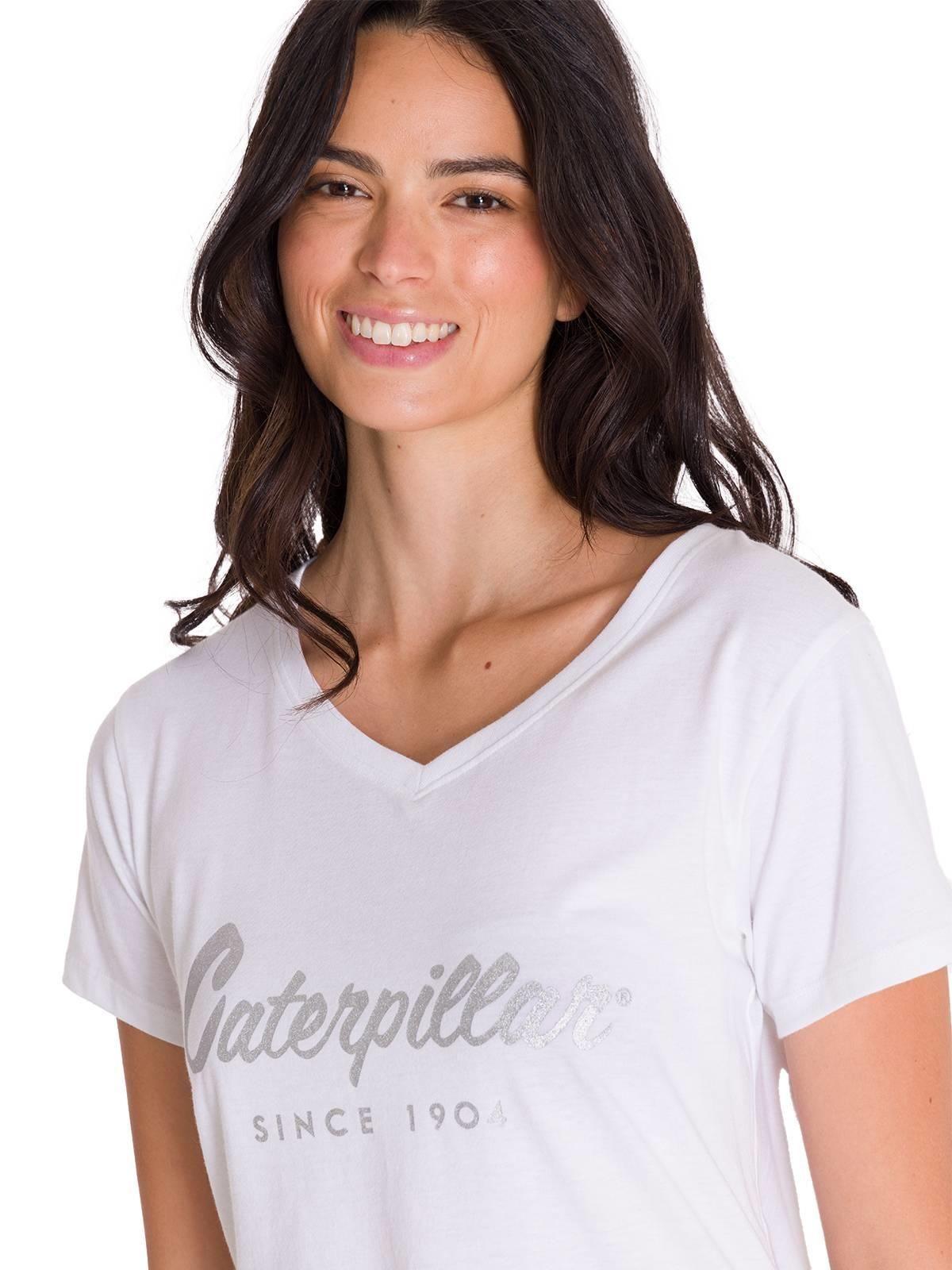 Polera Metallic Script V-Neck Mujer Blanca-4