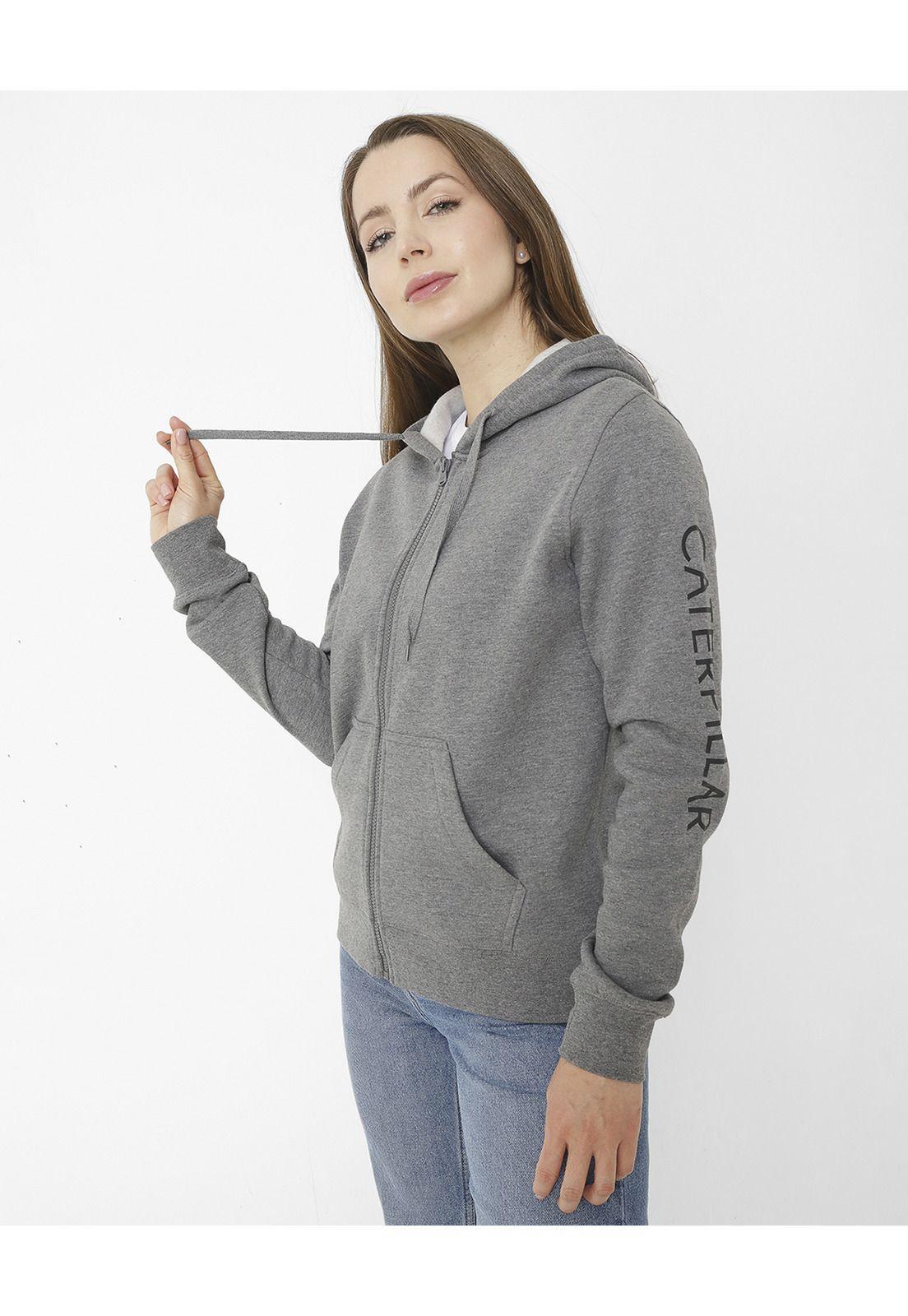 Polerón con gorro Fleece Caterpillar F Negro Mujer-3