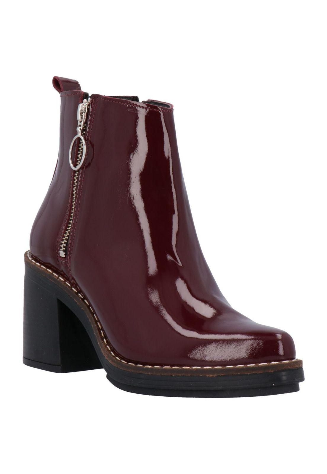 Botin Mujer Cuero Vic Burdeo-0