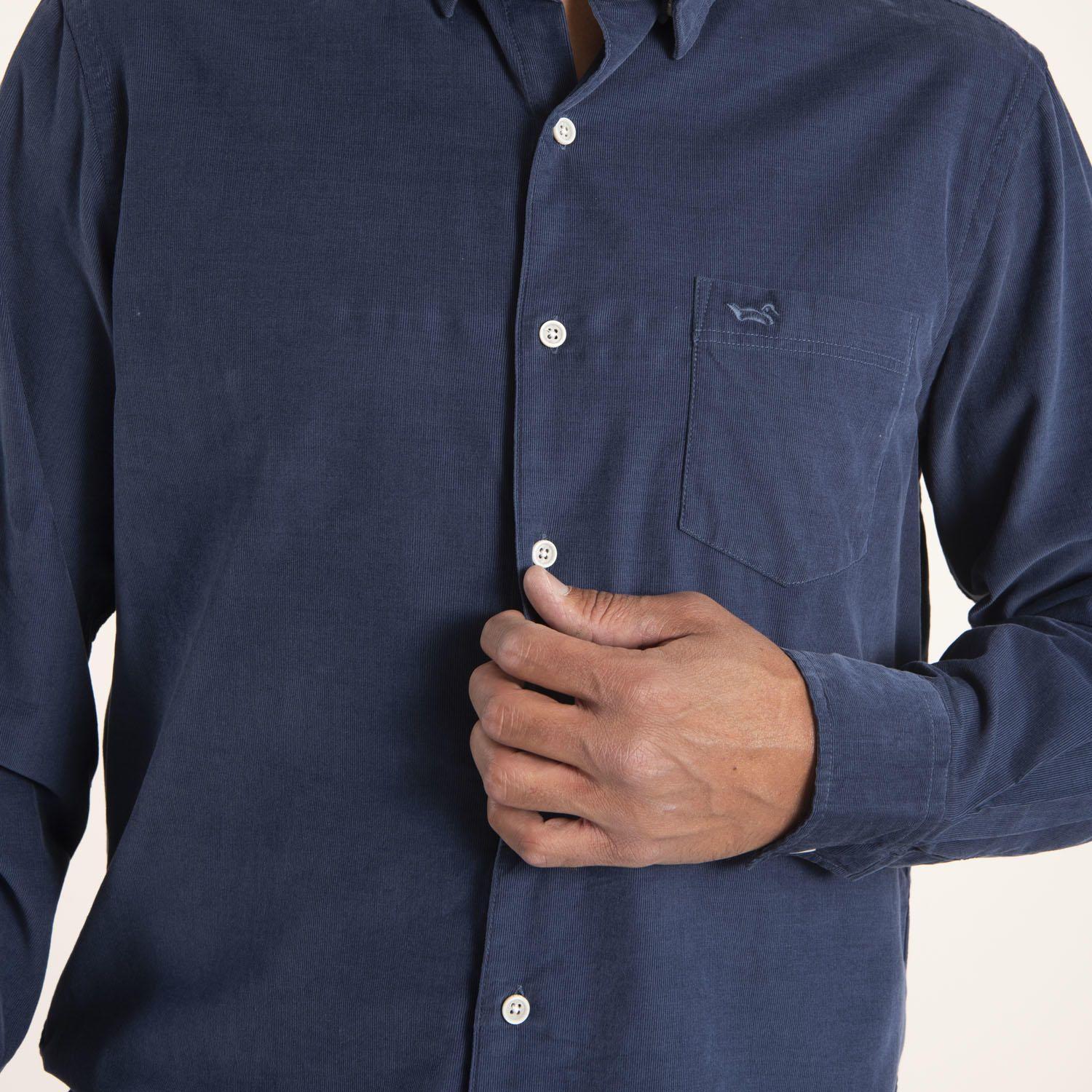 Camisa Hombre Algodón Orgánico Corduroy Azul-4