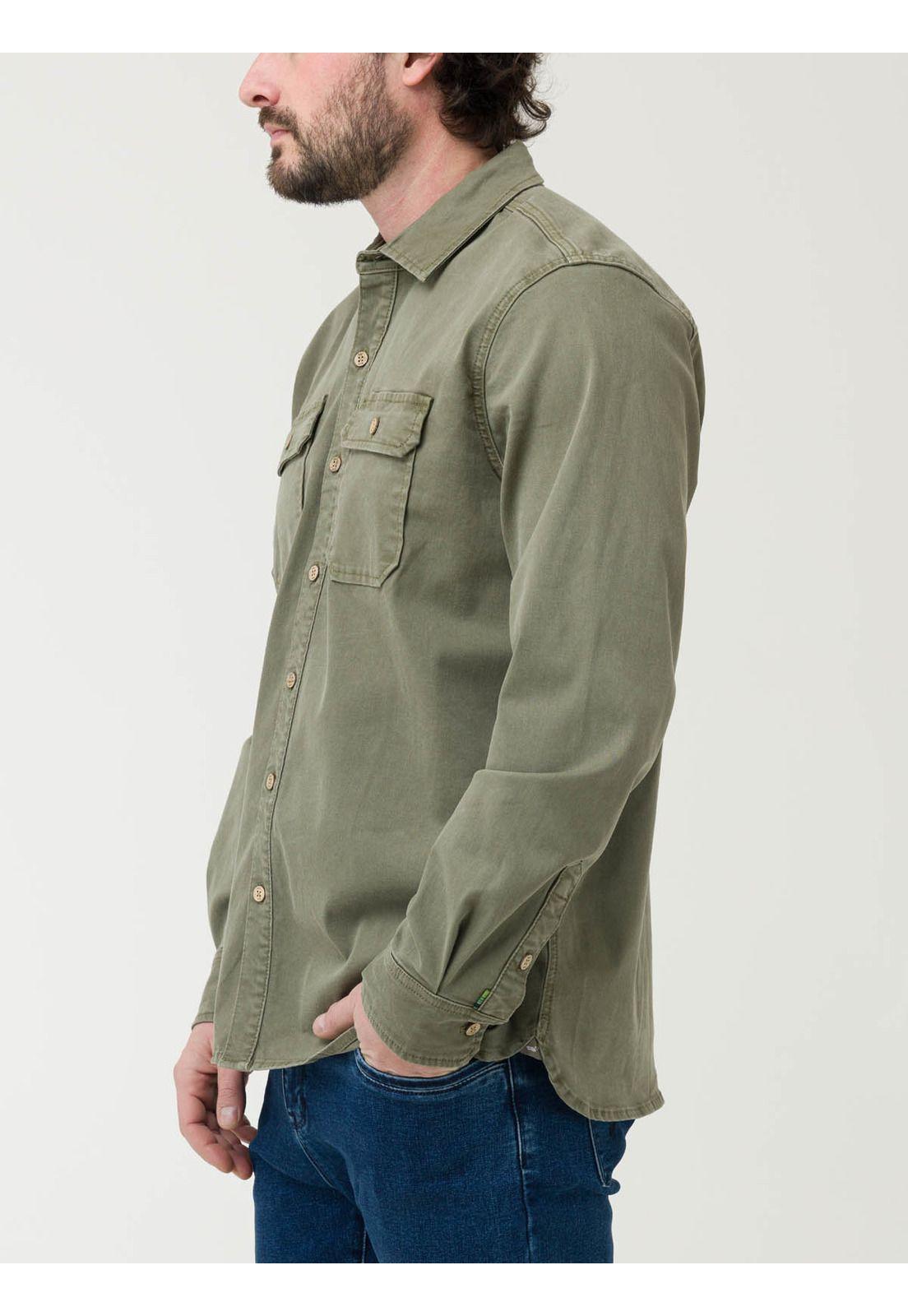 Camisa Algodón Hombre Denim Verde-5