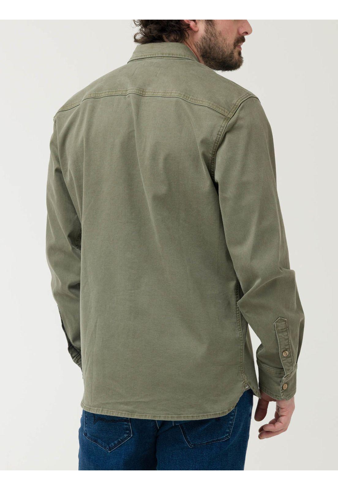 Camisa Algodón Hombre Denim Verde-6