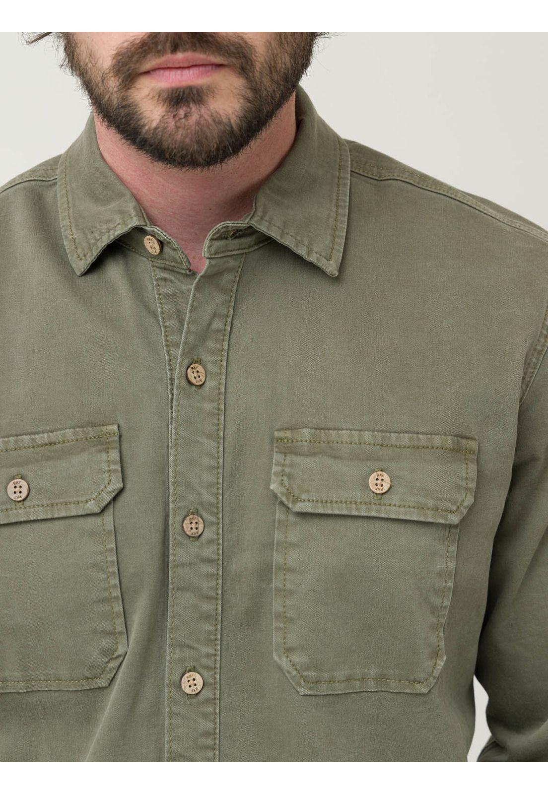 Camisa Algodón Hombre Denim Verde-7