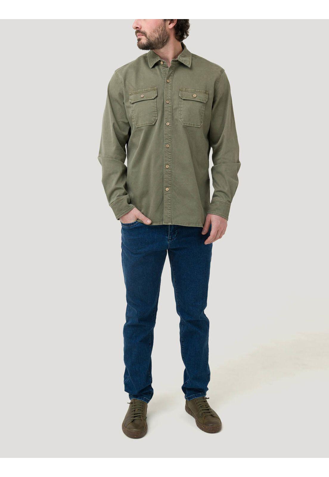 Camisa Algodón Hombre Denim Verde-8