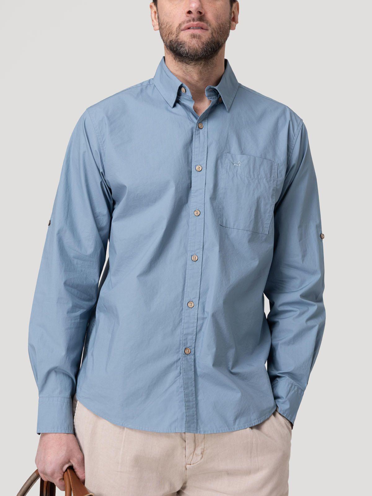 Camisa Algodón Orgánico Hombre Galiton Azul-4