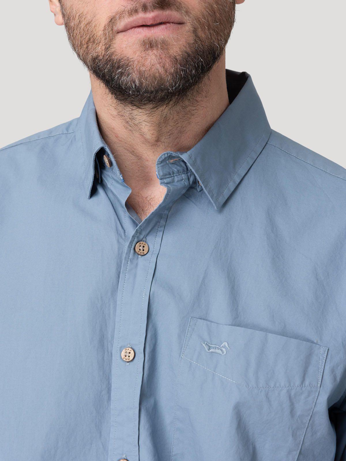 Camisa Algodón Orgánico Hombre Galiton Azul-6