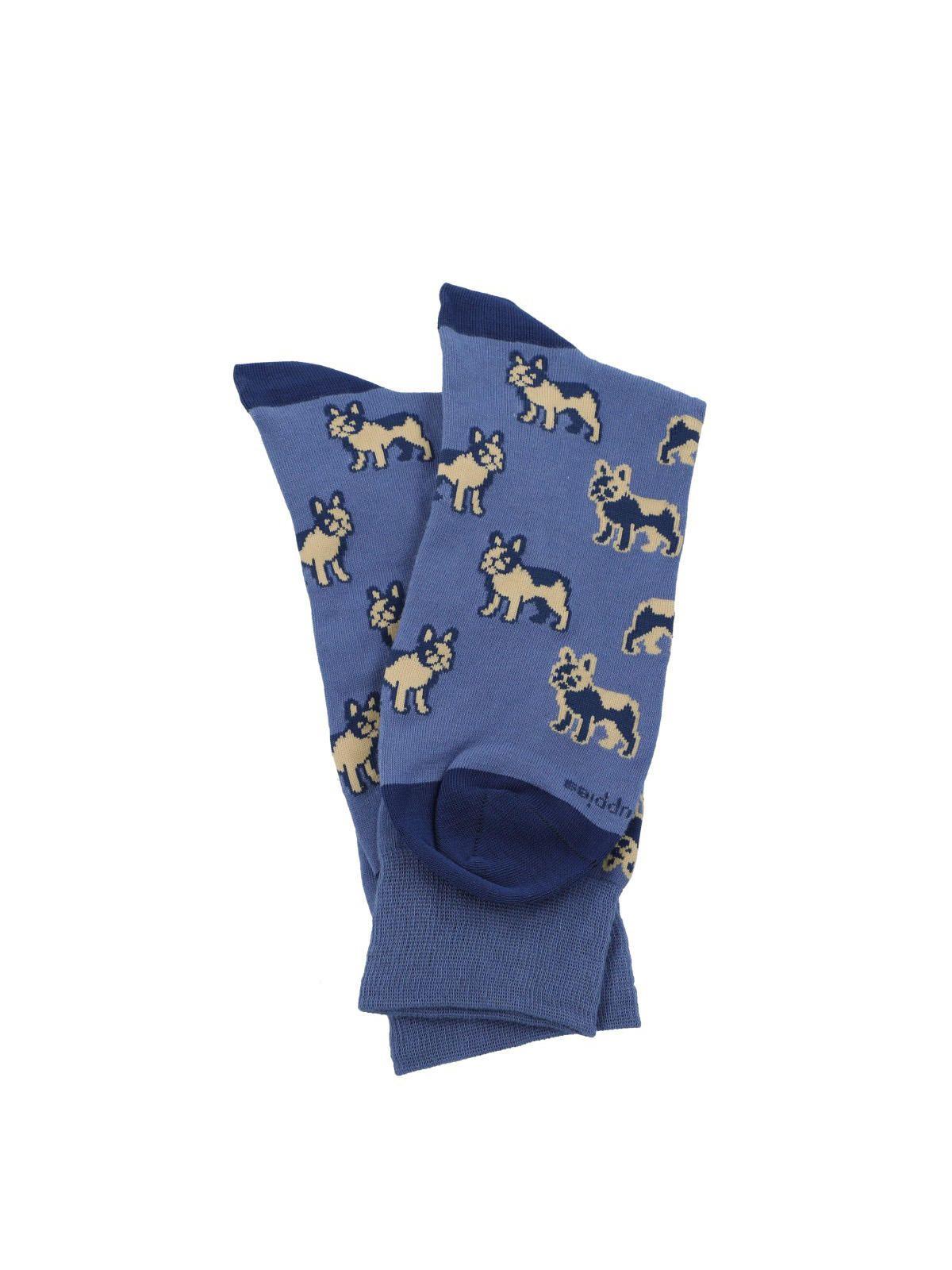 Calcetín Algodón Hombre C Pug Azul-2