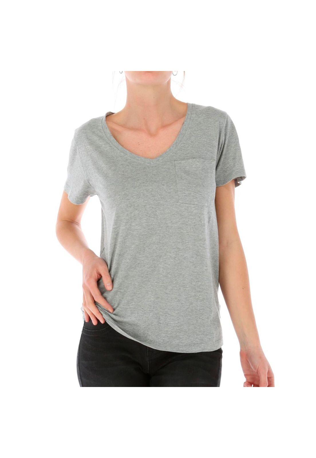 Polera Mc Mujer V-Neck Pocket Tee Gris-0