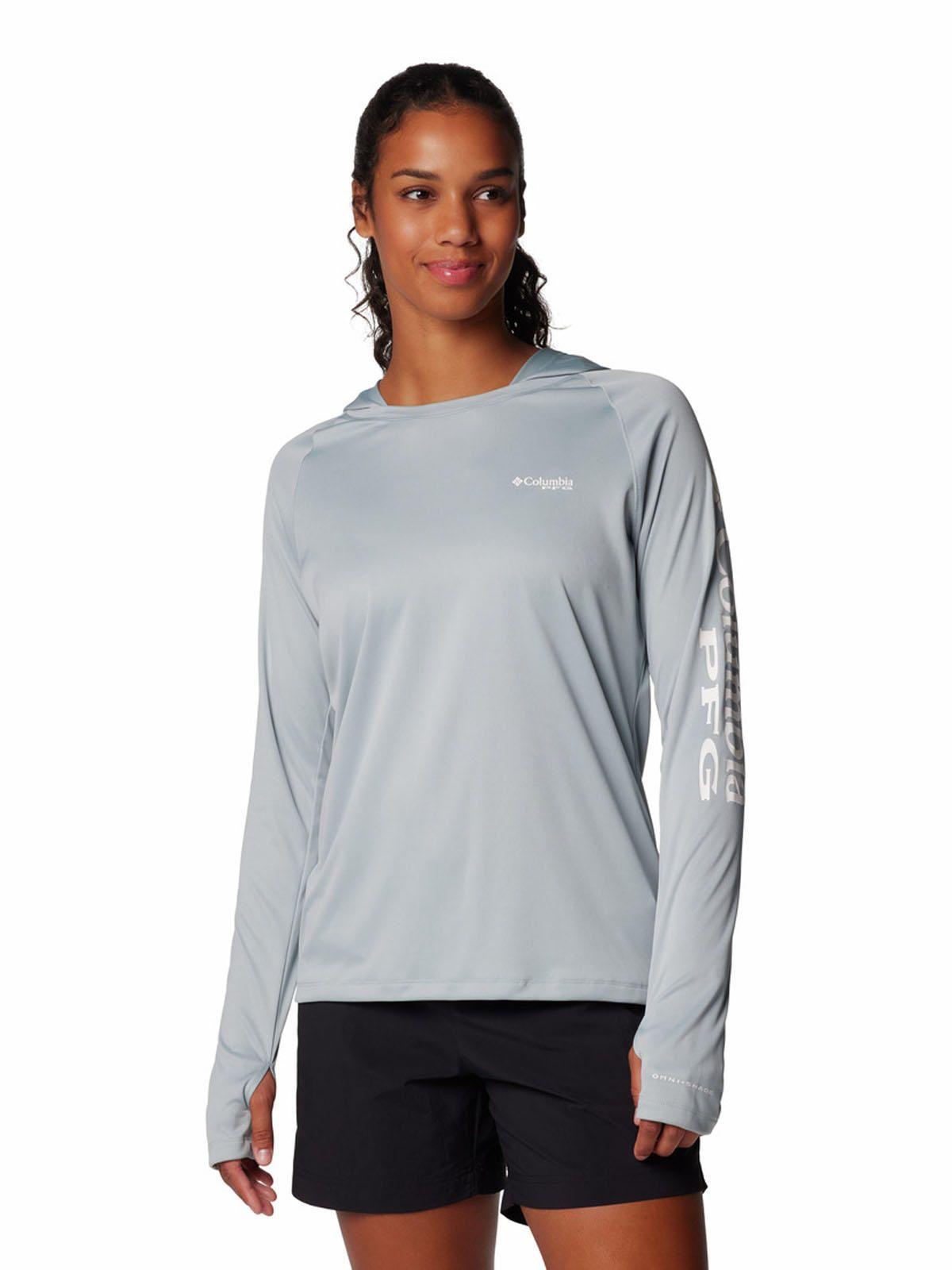 Polera Mujer Pfg Tidal Tee Hoodie Gris-0