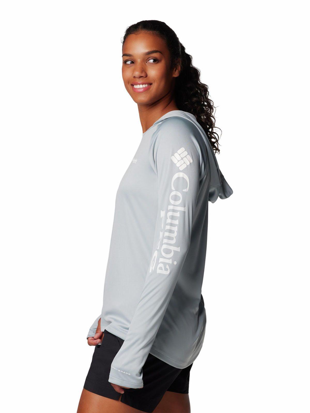 Polera Mujer Pfg Tidal Tee Hoodie Gris-1