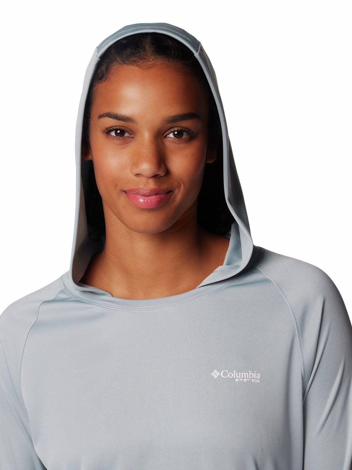 Polera Mujer Pfg Tidal Tee Hoodie Gris-3