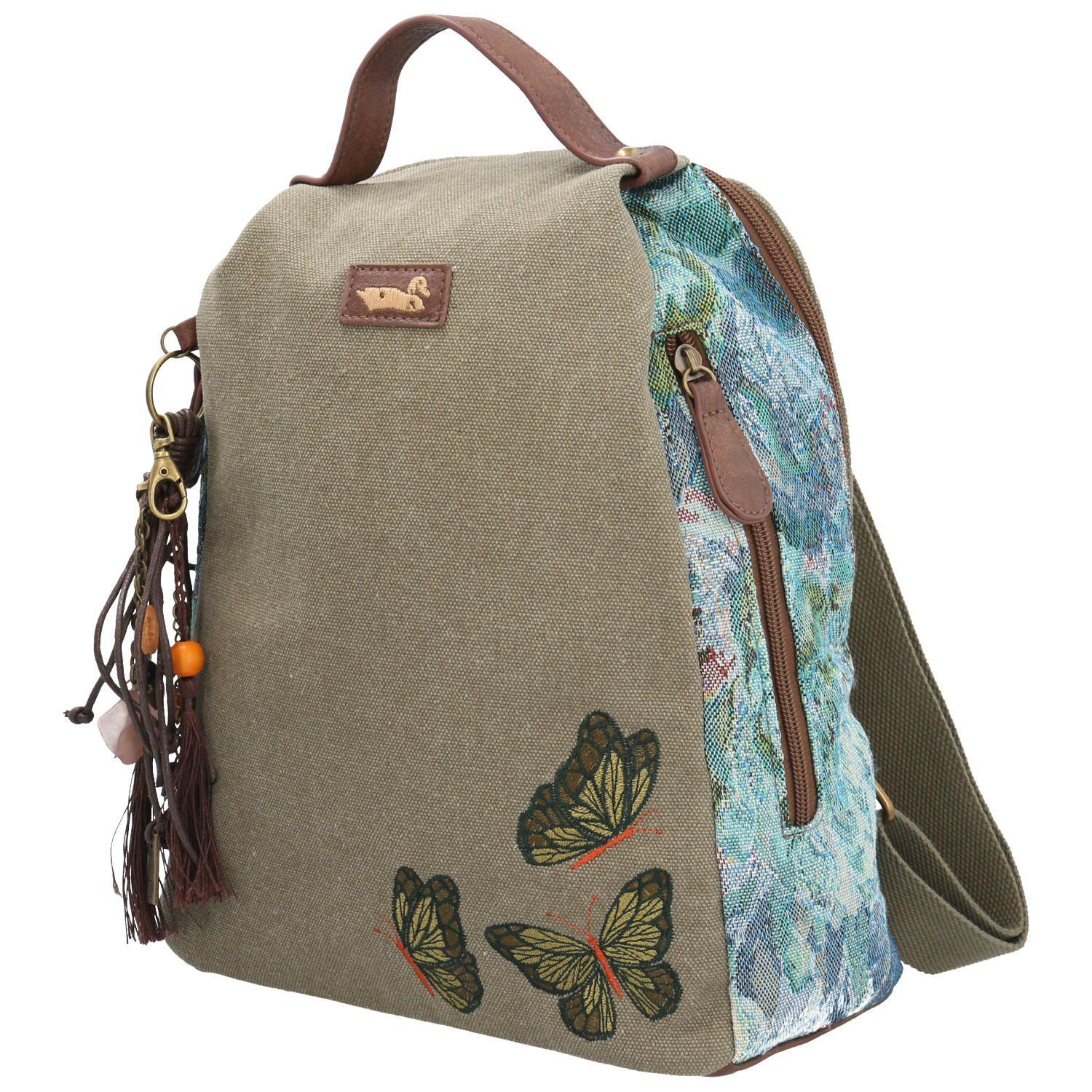 Mochila Textil Mujer Butterfly Back Verde-1