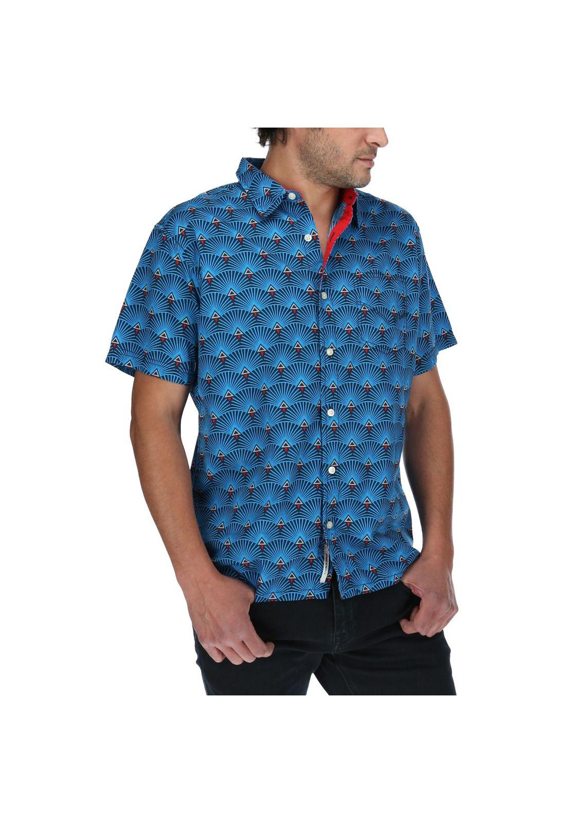 Camisa Mc Hombre Motif Ss Shirt Azul-3