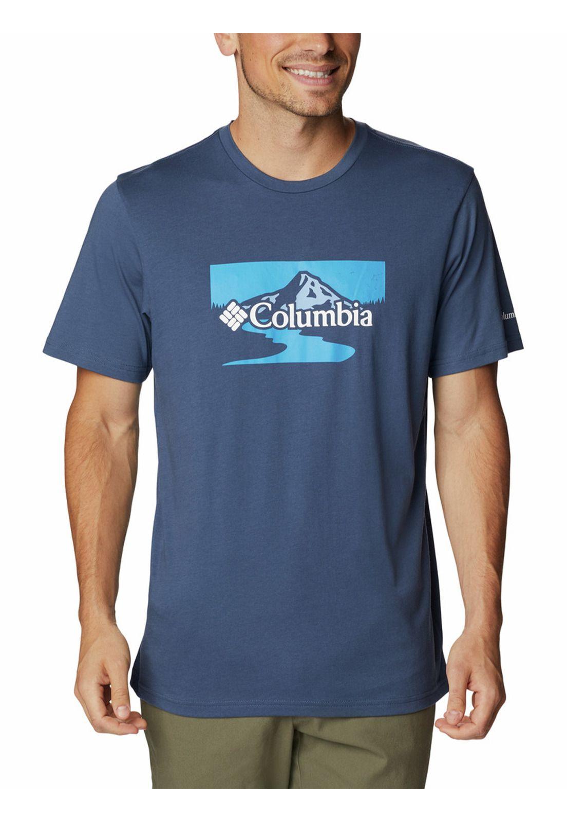 Polera M/C Path Lake Graphic Azul Oscuro Hombre-0