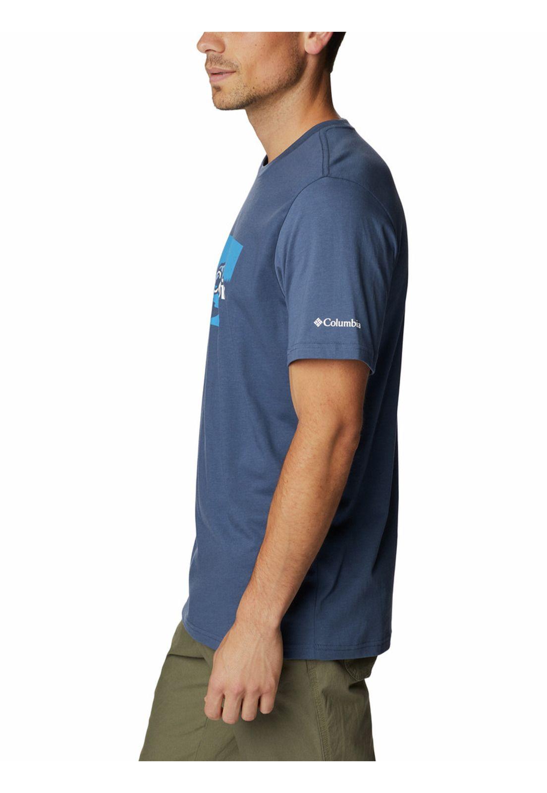 Polera M/C Path Lake Graphic Azul Oscuro Hombre-1