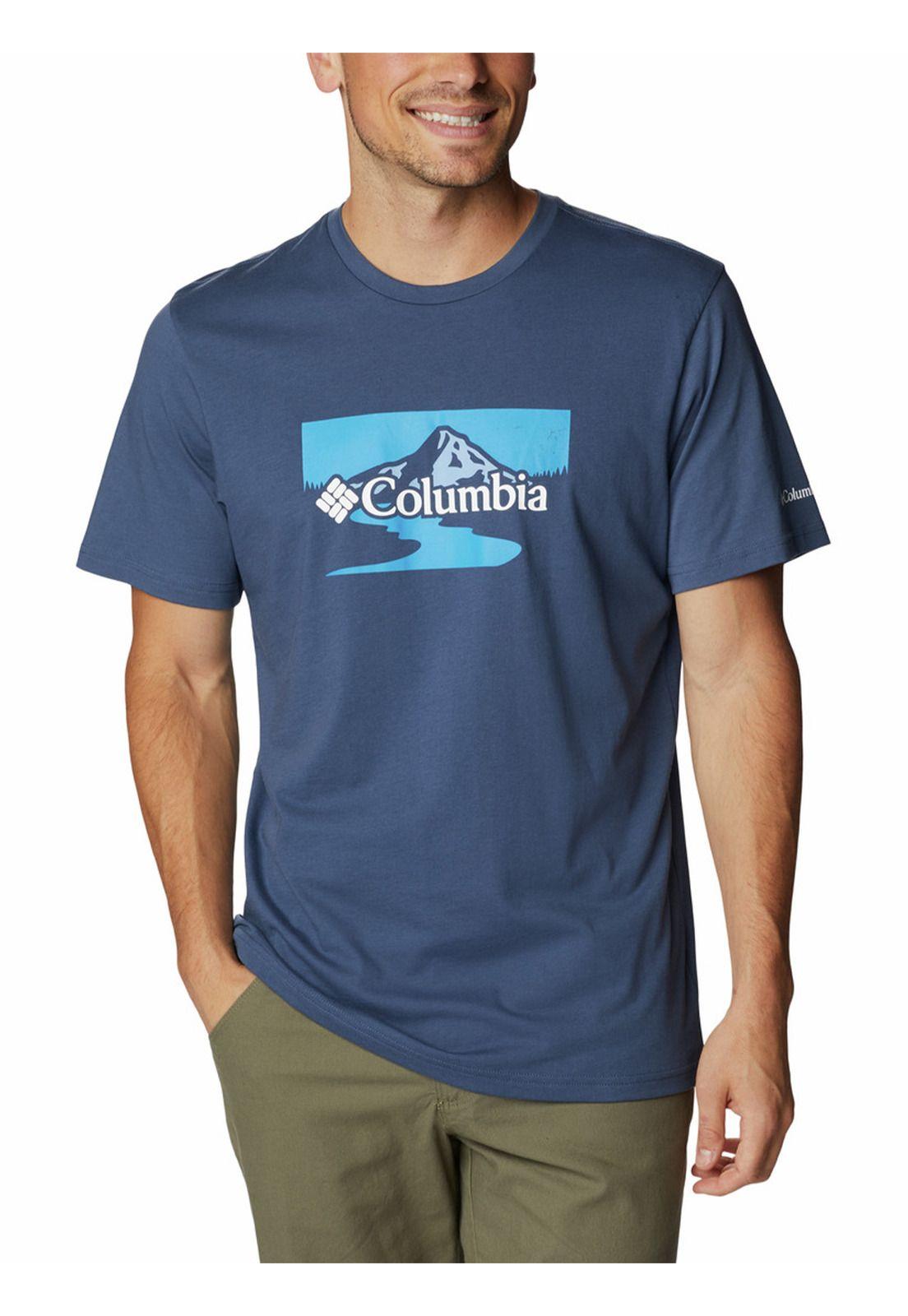 Polera M/C Path Lake Graphic Azul Oscuro Hombre-4