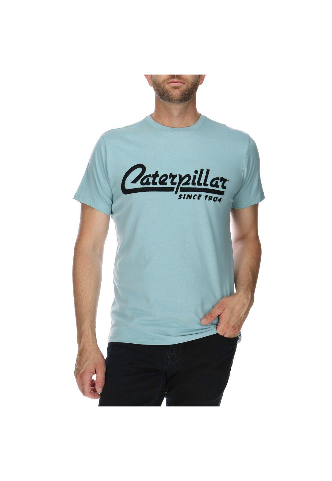 Polera Mc Hombre Script Tee Algodón Celeste-0