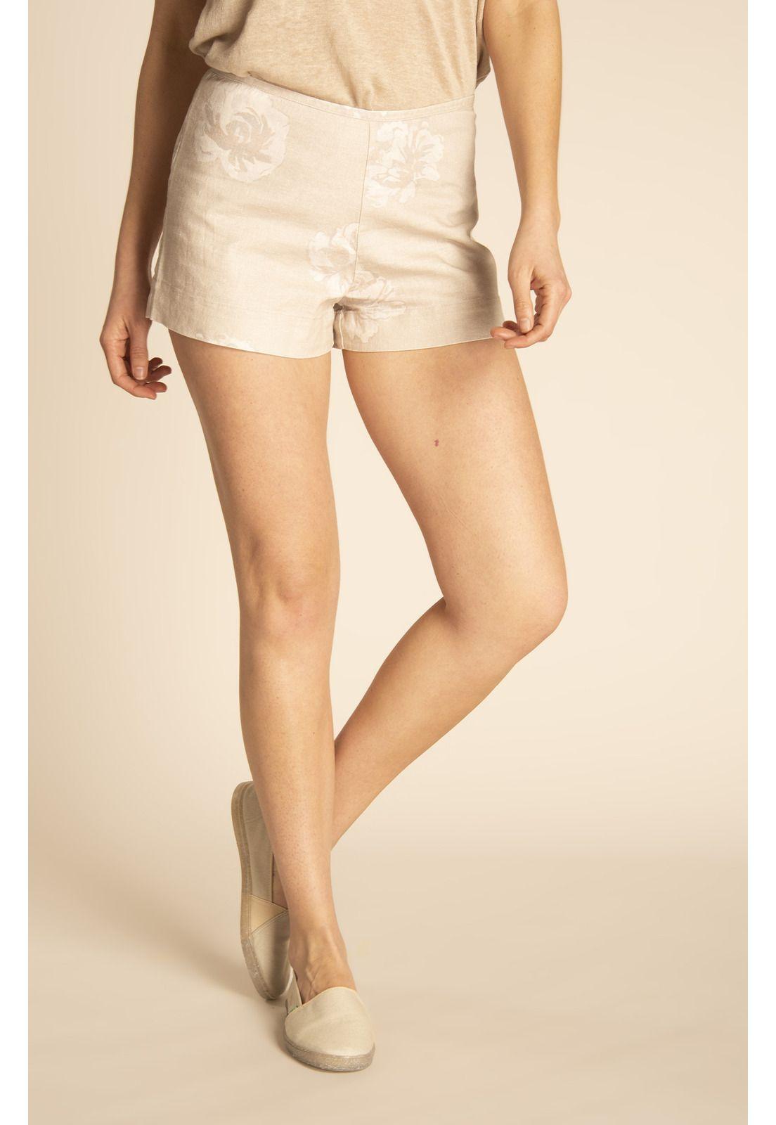Shorts Lino Orgánico Mujer Rosa Arena-3