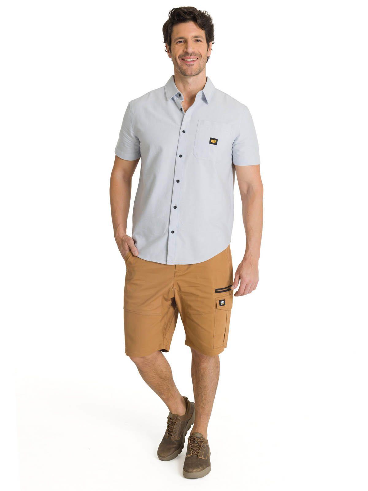 Camisa Manga Corta Hombre Oxford Relaxed Azul-5