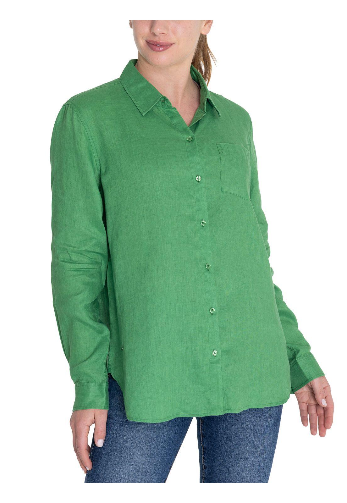 Blusa Lino Orgánico Verde Lirio Mujer -4