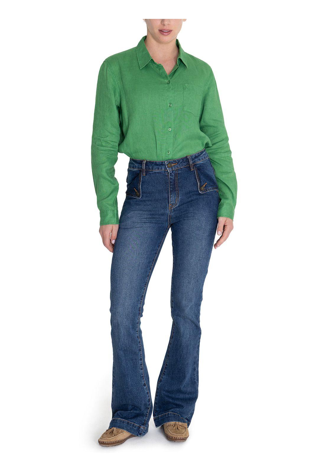 Blusa Lino Orgánico Verde Lirio Mujer -8