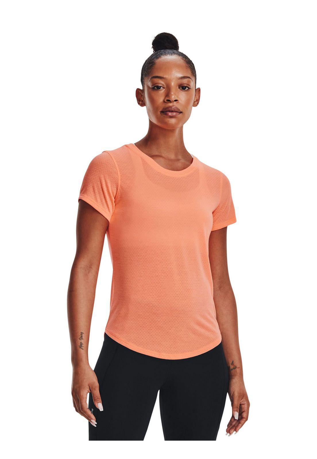 Polera manga crta StreakrRun mujer Naranjo-3