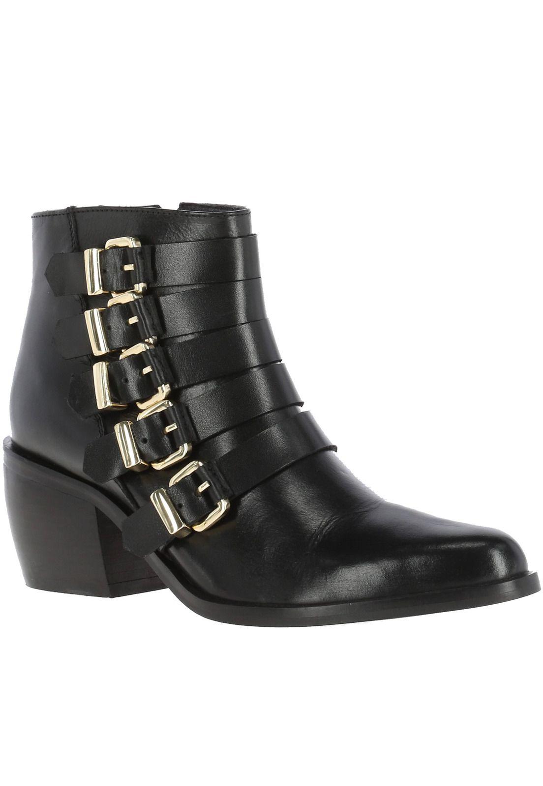 Botin Cuero Mujer Allie Negro-0