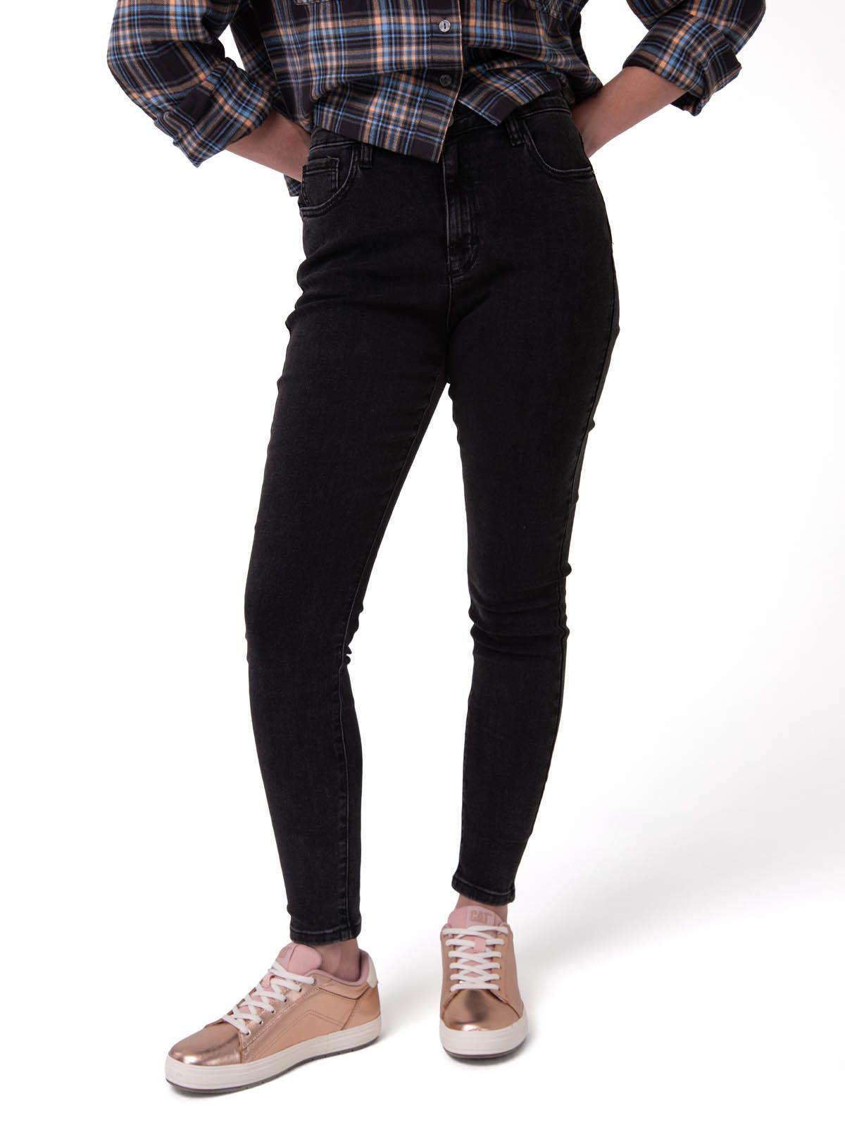 Jeans Stretch Denim Mid Rise Mujer Negro-0