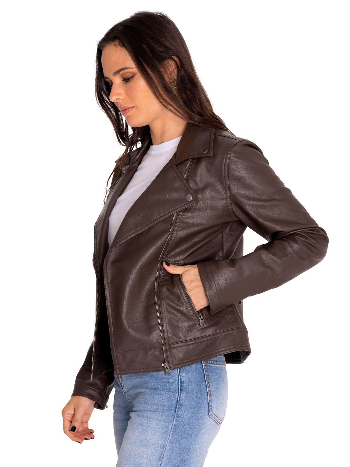 Chaqueta cuero vegano Mujer Foundation Faux Leather Café-1