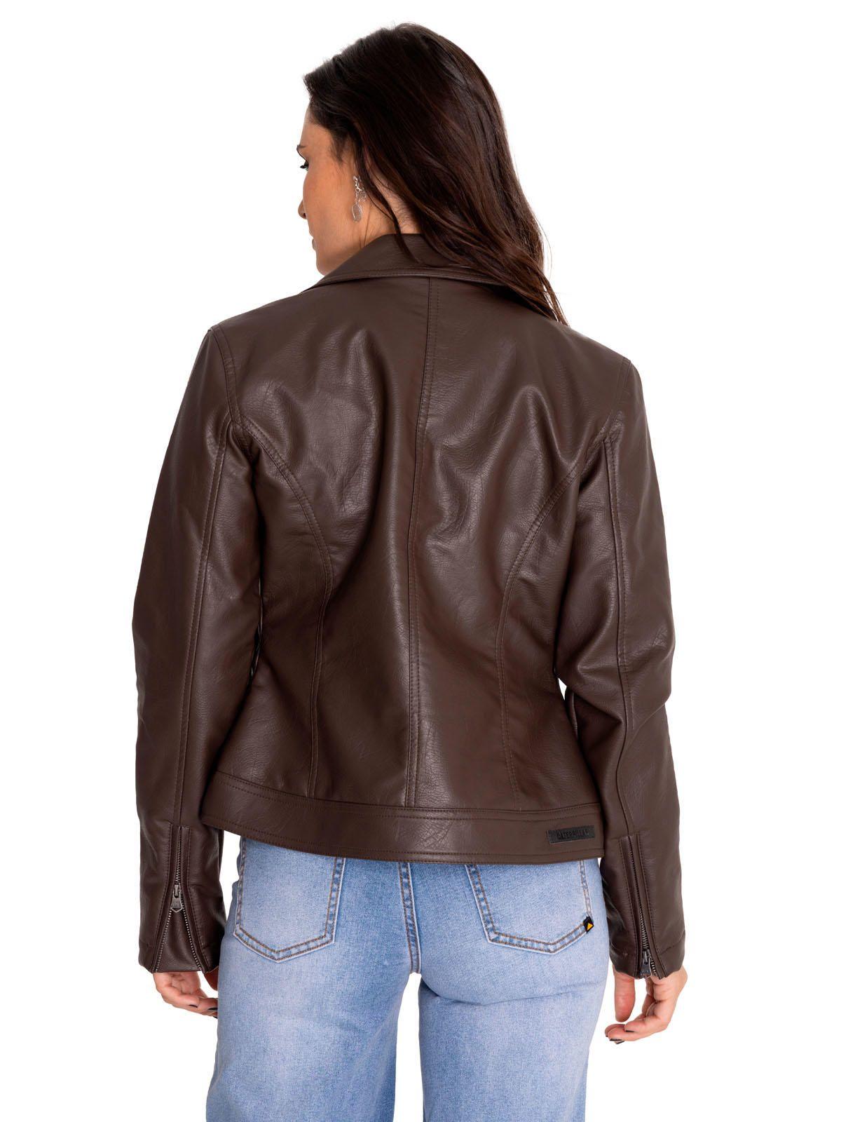Chaqueta cuero vegano Mujer Foundation Faux Leather Café-3