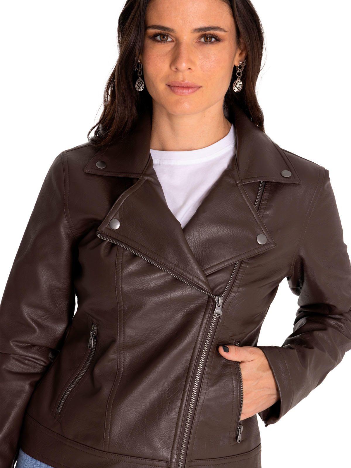 Chaqueta cuero vegano Mujer Foundation Faux Leather Café-4