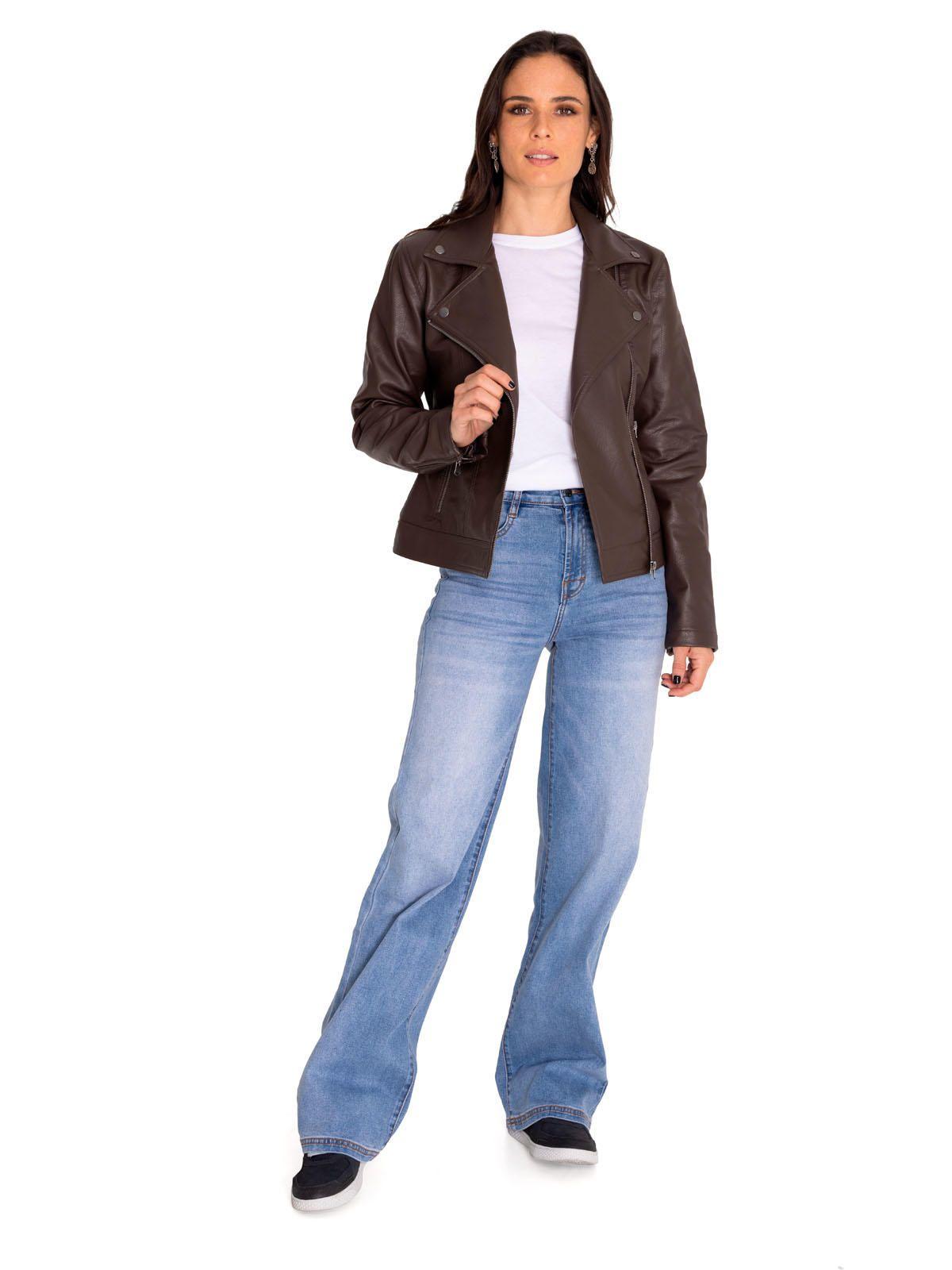 Chaqueta cuero vegano Mujer Foundation Faux Leather Café-5