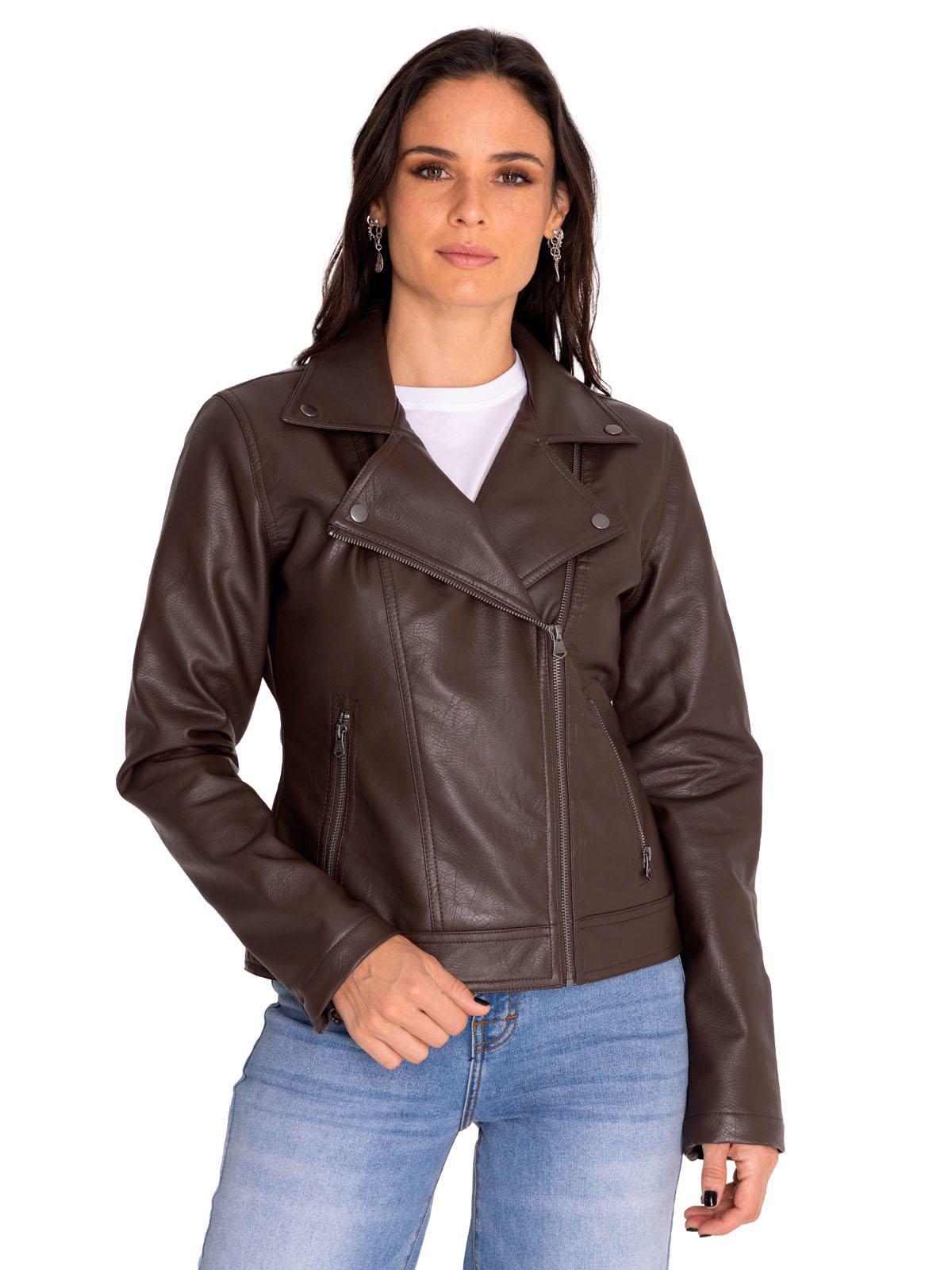 Chaqueta cuero vegano Mujer Foundation Faux Leather Café-6